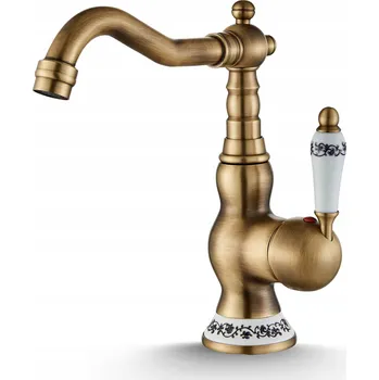 Vodovodní baterie UMYVADLOVÁ BATERIE Koupelnová Otočná Výtoková Trubice Na Desku Baterie Retro ZLATÁ