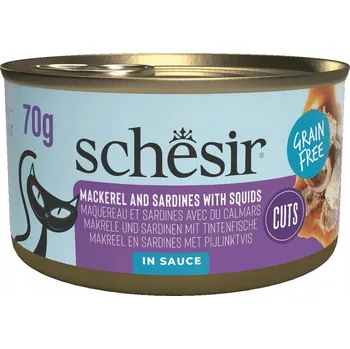 Krmivo pro kočku SCHESIR Konzerva pro kočky Grill krmivo pro kočky sardinky a makrela v omáčce 70g