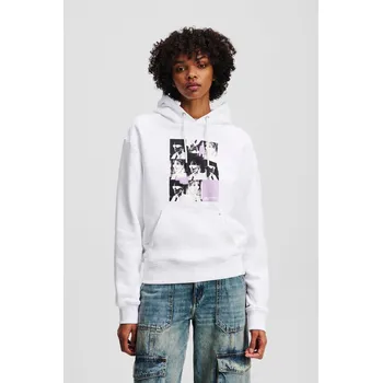 Dámská mikina MIKINA KARL LAGERFELD JEANS KLJ RELAX REPEAT KARL HOODIE WHITE