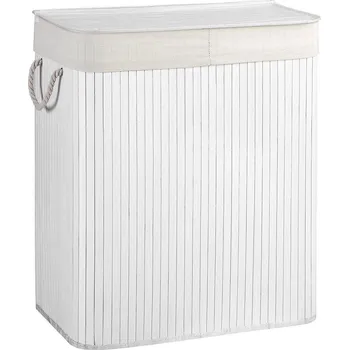 Koš na prádlo SONGMICS Koš s víkem, 51.5x31.5x61.5cm, bílý Koš na prádlo