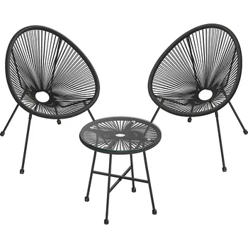 Zahradní sestava SONGMICS Sada zahradního nábytku na terasu, černá Sada zahradního nábytku