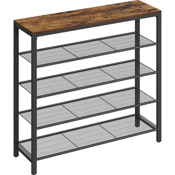 Botník VASAGLE Botník, 100x30x92.5cm, černý Stojan na boty