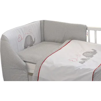 mantinel do postýlky Mantinel rovný 180 cm - Sloníci se srdíčkem