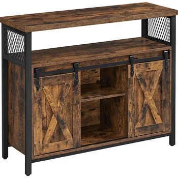 Komoda VASAGLE Jídelní příborník, 100x33x80cm, černo-hnědý Úložné skříně