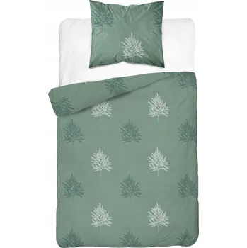 Povlečení Bavlněné Povlečení 140x200 cm Listy na zeleném pozadí