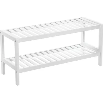 SONGMICS Přírodní bambusový botník, 70x26x33cm, bílý Stojan na boty