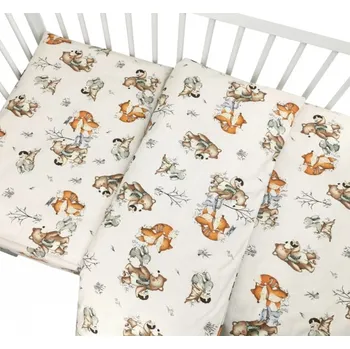 mantinel do postýlky Povlečení do postýlky, bavlna, 2D sada, Friends time - latte, 135x100