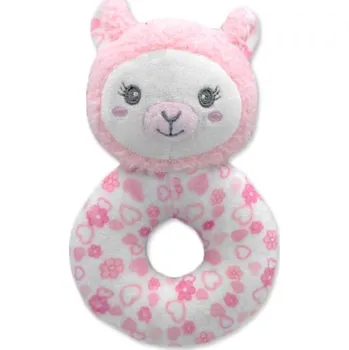 Plyšové chrastítko Lama, 16 cm - růžová