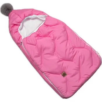 Fusak Dětský fusak Baby Nellys s kapucí a kožešinovou bambulí, růžový, cukříkový