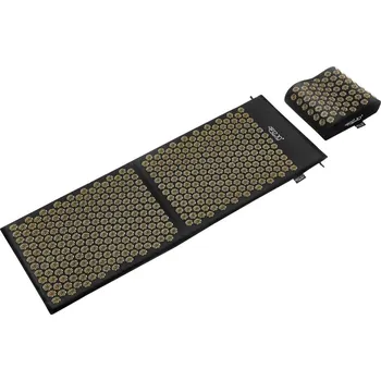 Akupresurní podložka 4FIZJO Velká akupresurní podložka s ergonomickým polštářkem 110x42cm černozlatá