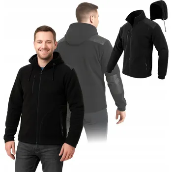 Pánská mikina PRACOVNÍ FLEECOVÁ MIKINA PÁNSKÁ s kapucí TEPLÁ SILNÁ MIKINA FLEECOVÁ černá NA ZIMU