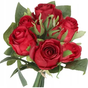 umělá květina RŮŽE ČERVENÉ KYTICE HUSTÁ JAKO ŽIVÁ 27 cm