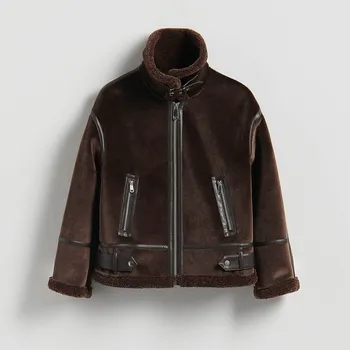 Dámský kabát Reserved - Bunda s kožešinou - tmavě hnědá - 690HD-89X - 690HD-89X-L