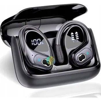 Sluchátka BEZDRÁTOVÁ BLUETOOTH 5.4 SLUCHÁTKA DO UŠÍ SPORTOVNÍ S HÁČKY PRO HOVORY