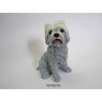 Svíčka Svíčka z palmového vosku - Pes 14 cm - mramor šedý