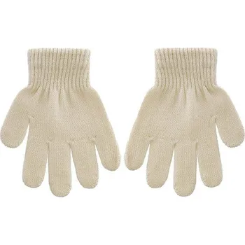 Rukavice BE SNAZZY Dětské pletené prstové rukavice 9 - 11 let Béžové