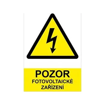 POZOR fotovoltaické zařízení - bezpečnostní tabulka, plast 0,5 mm (A5) 148 x 210 mm