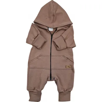 Dětský overall Dětský teplákový overal s prodlouženými náplety, čokoláda, vel. 80, Velikost koj. oblečení 74 (6-9m)