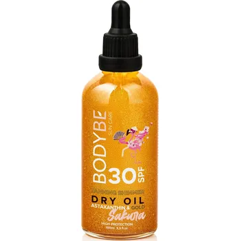 Přípravek na opalování BODYBE Suchý zlatý opalovací olej SPF 30 - Astaxanthin - Sakura - 100ml