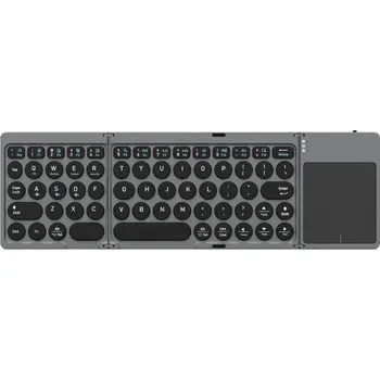 Klávesnice DUX DUCIS OK Flip skládací bezdrátová Bluetooth klávesnice s touchpadem a stojánkem - šedá
