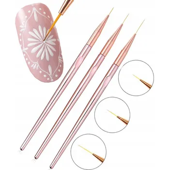 Kosmetický štětec SADA štětců na zdobení RŮŽOVÉ hybridní gelové štětce ŠTĚTCE na vzorky 3 ks