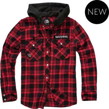 Pánská košile BRANDIT košile Iron Maiden Checkshirt Sweathood Eddy červeno-černá Velikost: L