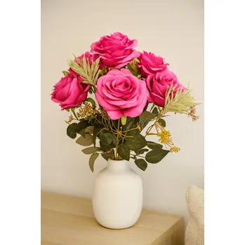 umělá květina KYTICE UMĚLÝCH KVĚTIN RŮŽE 46 CM INTENZIVNÍ BARVY DO VÁZY