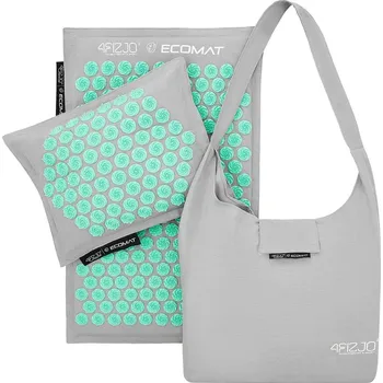 Akupresurní podložka 4FIZJO Akupresurní podložka s kokosem a s polštářkem s pohankovými slupkami 68x42cm šedotyrkysová