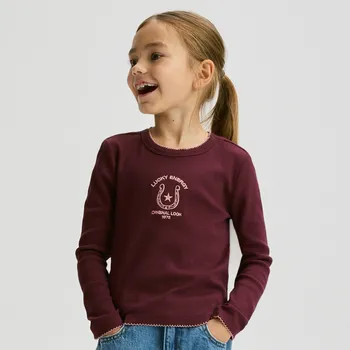 Reserved - Tričko s ozdobnou výšivkou - mahagonová - 513EG-93X - 513EG-93X-116