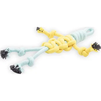 Hračka pro psa HUGS by Akinu Panák z lana s copánky hračka pro psy žlutá 26 cm