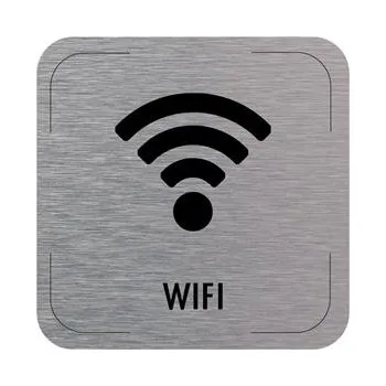 Cedulka na dveře - Wi-Fi - piktogram, hliníková tabulka, 80 x 80 mm