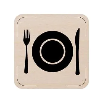 Popis místnosti - cedulka na dveře - Jídelna - piktogram, dřevěná tabulka, 80 x 80 mm