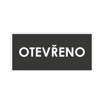 OTEVŘENO, šedá, samolepka, 190x90 mm