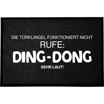 Rohožka Vstupní rohožka černá dekorativní Dárek Do Domu Ding Dong 60x40cm