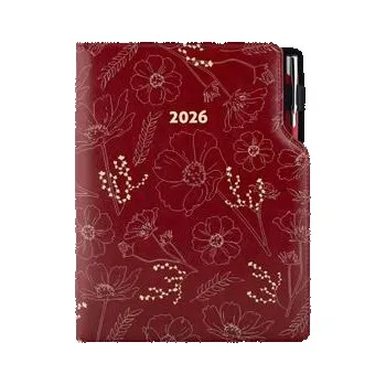 Diář Diář DESIGN týdenní B5 2026 - bordó - Květiny