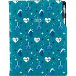 Diář DESIGN denní A4 2026 český - tyrkysová - Doktor - srdce
