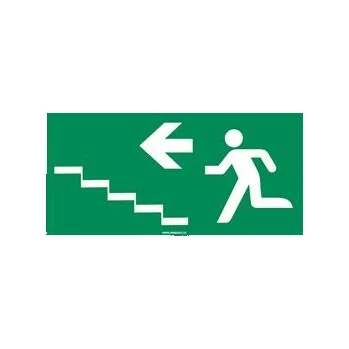 Únikové schodiště vlevo nahoru - bezpečnostní tabulka, plast 2 mm 400x200 mm