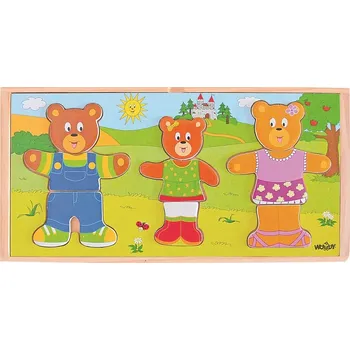 Dřevěná hračka Skládačka na oblékání Veselá Rodina Medvědů