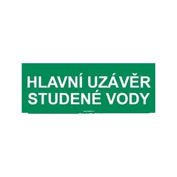 HLAVNÍ UZÁVĚR STUDENÉ VODY, Samolepka 210x80 mm