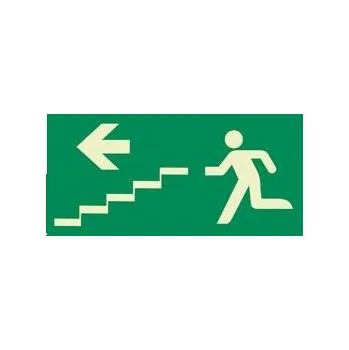 Únikové schodiště vlevo dolů - fotoluminiscenční tabulka, plast 1 mm 200x100 mm
