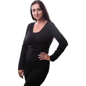 Kojící tričko Klaudie, vsadka v barvě, dlouhý rukáv, černá S/M