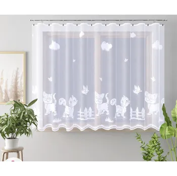 Dětská záclona Kočička obšití okrajů 150
