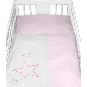Baby Nellys Povlečení do postýlky Baby Stars - růžové, vel. 135x100 cm