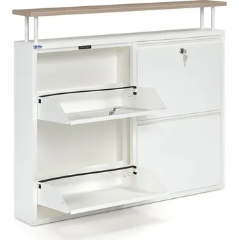 Botník Výklopný botník, bílá - dub světlý