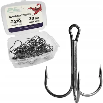 Rybářský háček Trojháčky pro lov na dně, mořský rybolov, muškaření, přívlač, s protihrotem FL trojitý, s protihrotem 30 ks