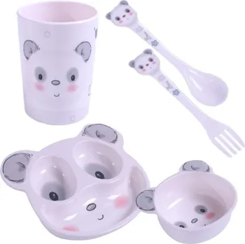 dětský talíř Sada dětského nádobí 5D pro děti - Panda