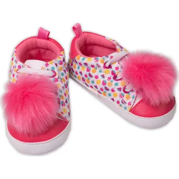 Kojenecké capáčky, botičky Girl YO! s chlupáčkovou bambulkou, růžové