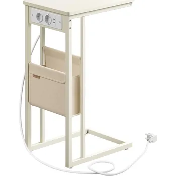 Konferenční stolek VASAGLE Odkládací stolek s el. a USB zásuvkou krémová