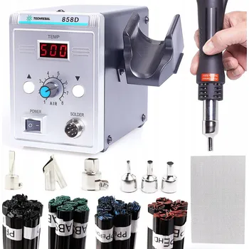 Svářečka Svářečka plastů TECHREBAL 858D 700W + Sady svařovacích drátů, 7 trysek HOTAIR, tryska na boty, síťka