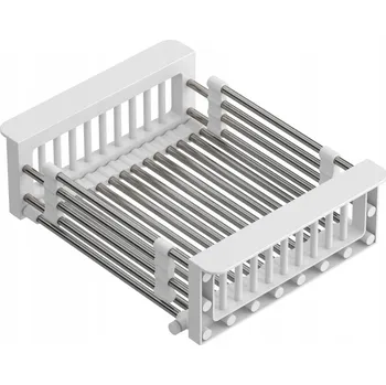 Odkapávač na nádobí Quadron Teleskopický odkapávač do dřezu Koš na nádobí do kuchyně BÍLÝ